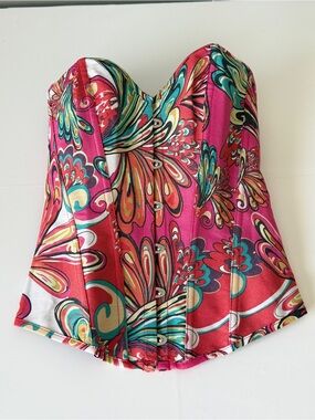 Alivila.Y Vintage Butterfly Denim Overbust Corset 2767 Hot Pink S
